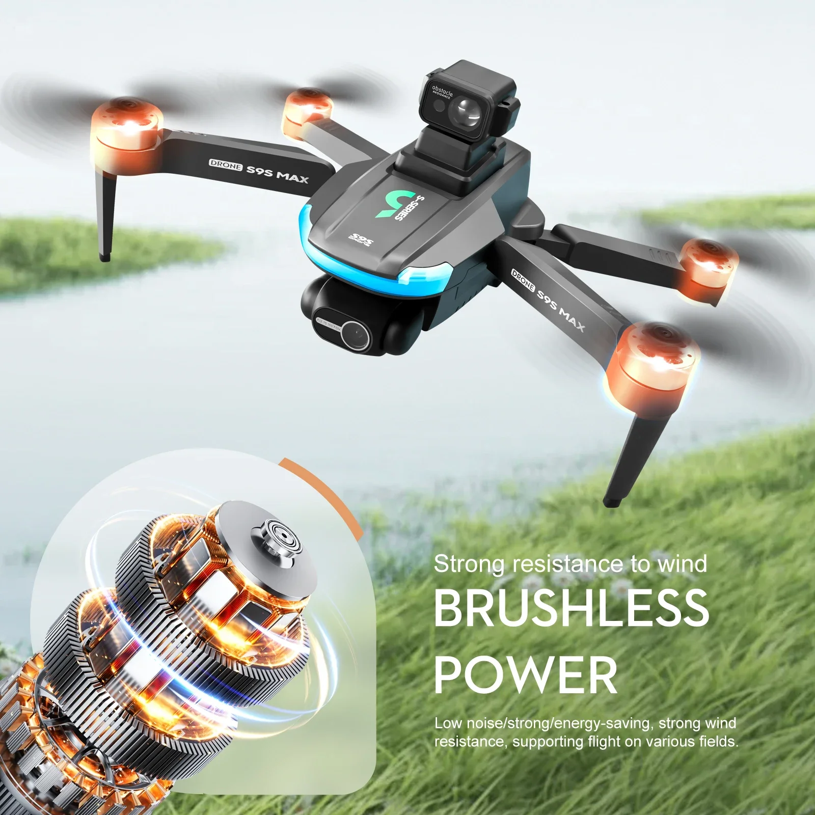 Novo s9s max mini drone 4k 2 e - Drone Camera With Gimbal avaliação e preço